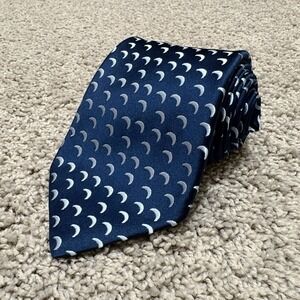 Charvet Tie ~3.5 x 56" Jacquard Luxury Silk French Necktie Navy Crescent Moon